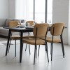 Kevin Megapap fabic dining chair in yellow color with black metal legs 48x51x87cm.