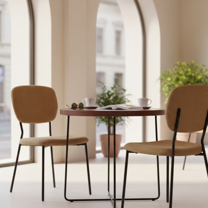 Kevin Megapap fabic dining chair in yellow color with black metal legs 48x51x87cm.