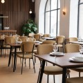 Kevin Megapap fabic dining chair in yellow color with black metal legs 48x51x87cm.