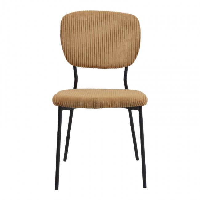 Kevin Megapap fabic dining chair in yellow color with black metal legs 48x51x87cm.