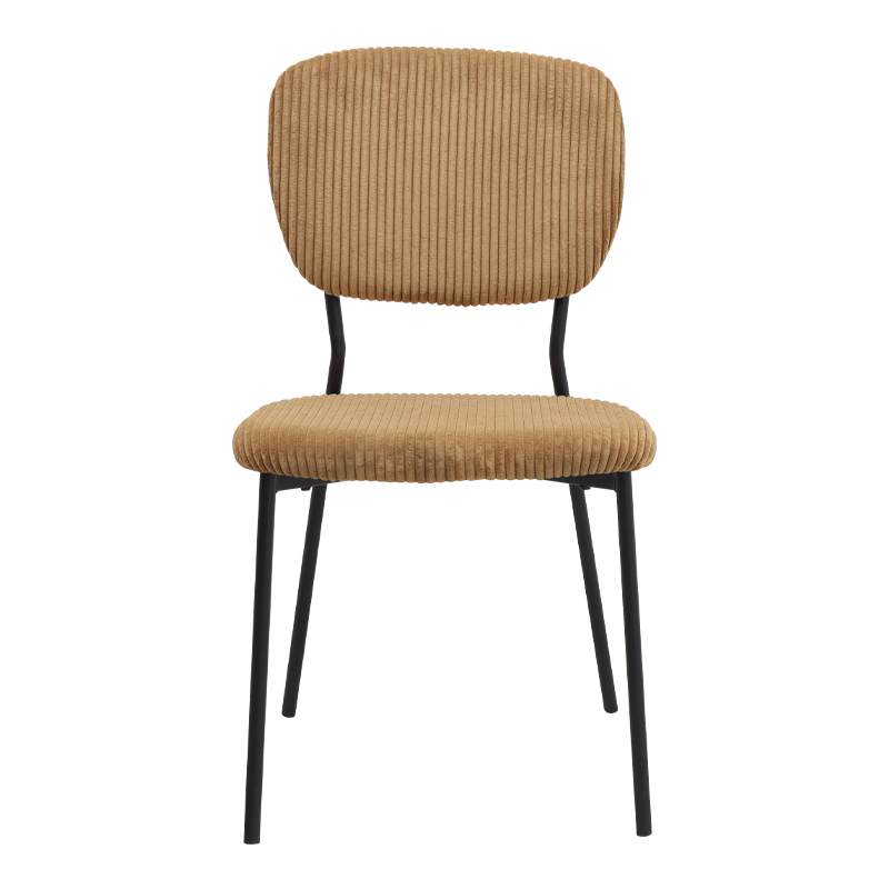 Kevin Megapap fabic dining chair in yellow color with black metal legs 48x51x87cm.