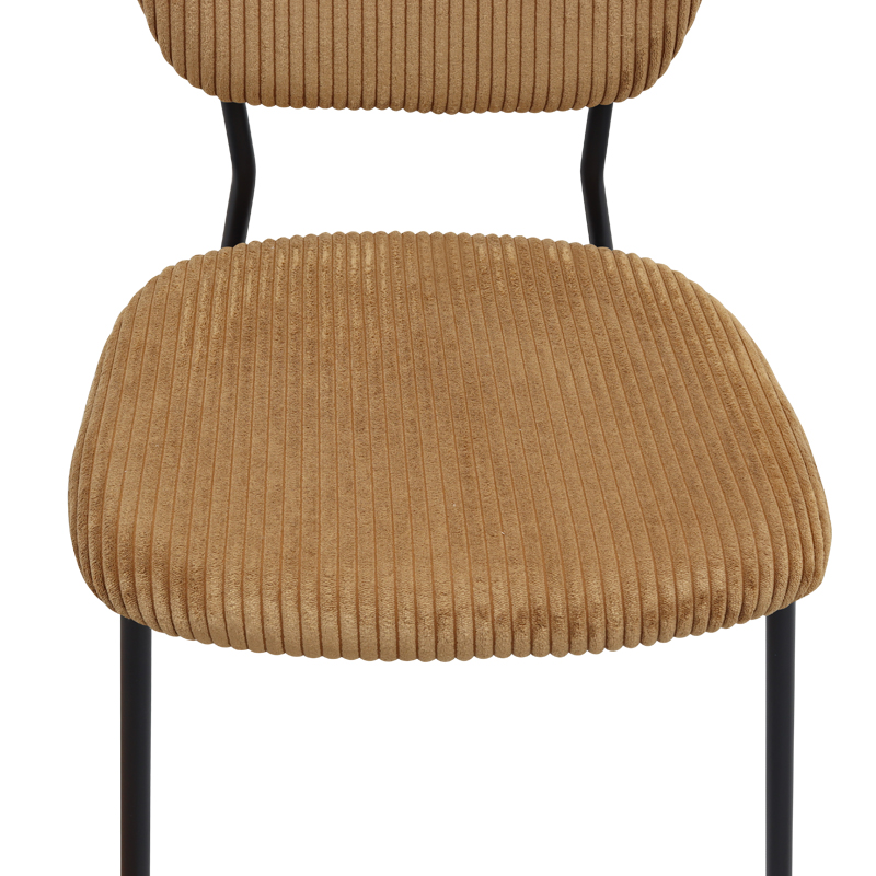 Kevin Megapap fabic dining chair in yellow color with black metal legs 48x51x87cm.