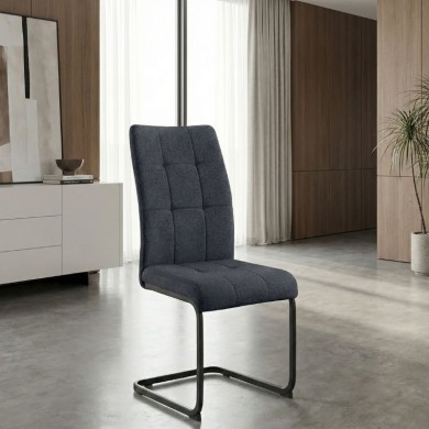 Laura Megapap fabric dining chair  in anthracite color with black metal base 42x58x98cm.