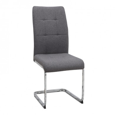 Laura Megapap fabric dining chair  in grey color with chrome metal base 42x58x98cm.