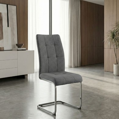 Laura Megapap fabric dining chair  in grey color with chrome metal base 42x58x98cm.