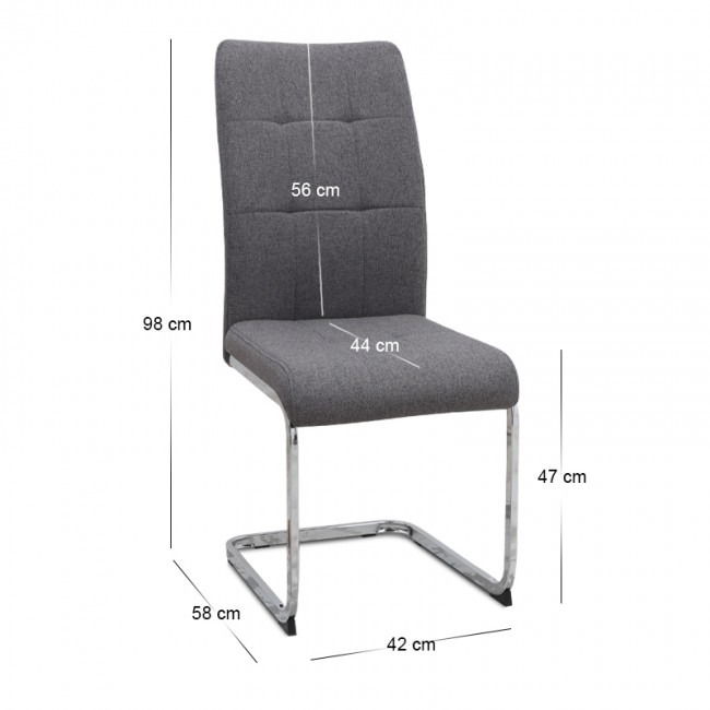 Καρέκλα τραπεζαρίας Laura Megapap γκρι ύφασμα - μεταλλική βάση χρωμίου 42x58x98εκ.