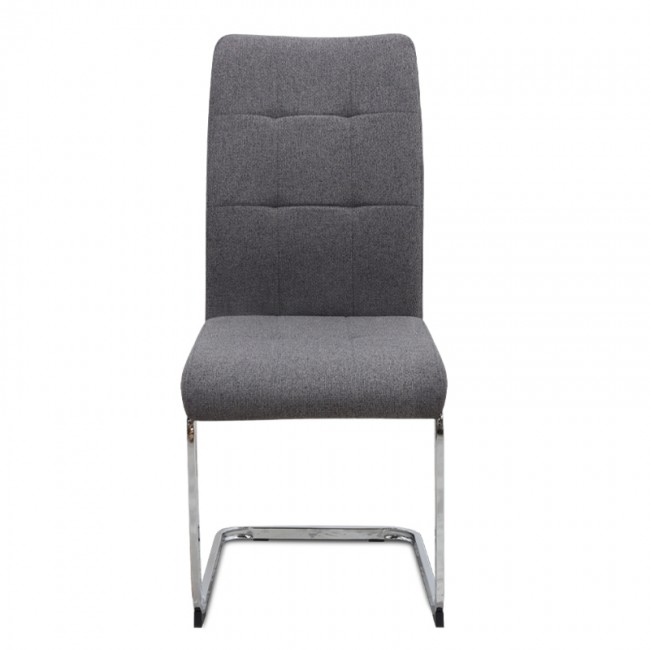 Καρέκλα τραπεζαρίας Laura Megapap γκρι ύφασμα - μεταλλική βάση χρωμίου 42x58x98εκ.