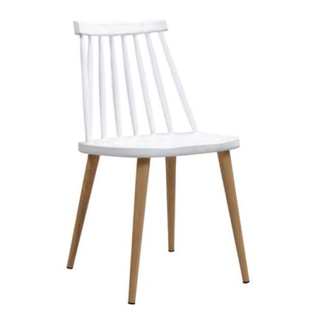 Lavida chair with metallic legs and Pp coating in white color 43x48x77cm.