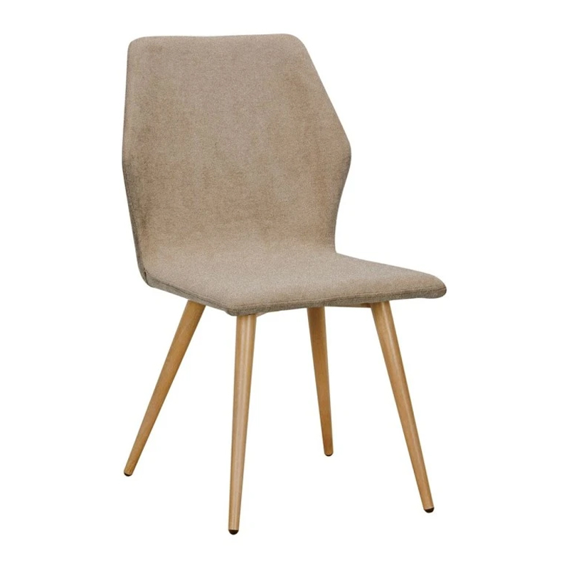 LETO Chair Natural Wood Color Metal/Light Brown Fabric