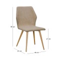 LETO Chair Natural Wood Color Metal/Light Brown Fabric