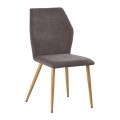LETO Chair Natural Wood Color Metal/Grey Brown Fabric