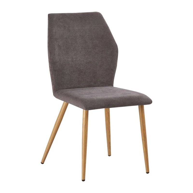 LETO Chair Natural Wood Color Metal/Grey Brown Fabric