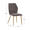 LETO Chair Natural Wood Color Metal/Grey Brown Fabric
