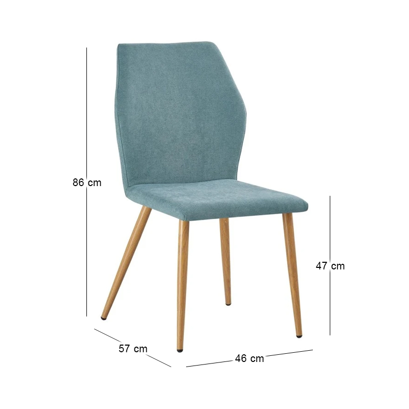 LETO Chair Natural Wood Color Metal/Pale Green Fabric