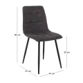 Καρέκλα τραπεζαρίας Lydia ύφασμα suede χρώμα μαύρο 44x55x86εκ.