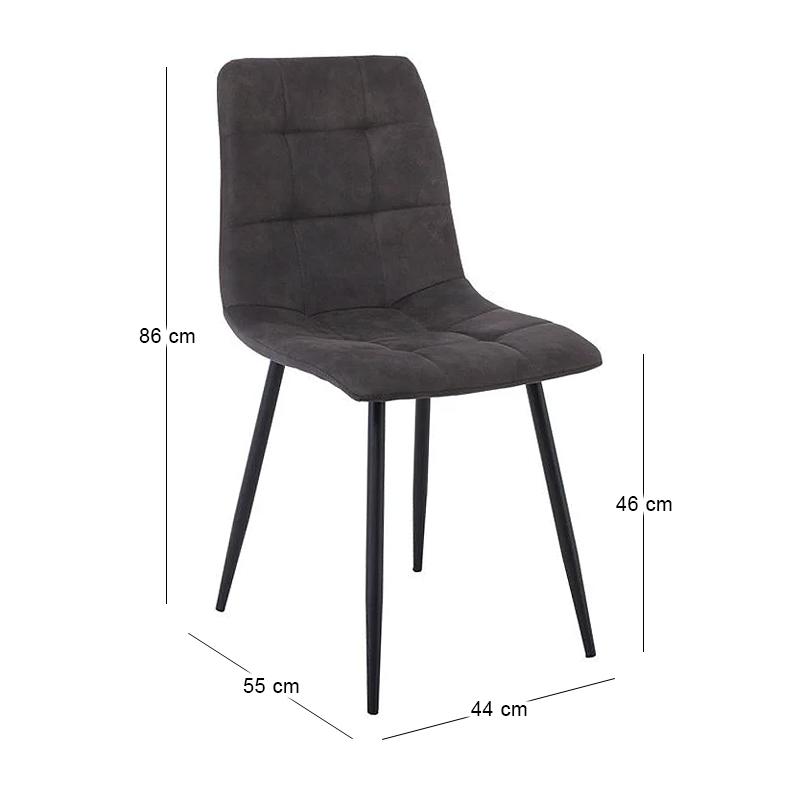 Καρέκλα τραπεζαρίας Lydia ύφασμα suede χρώμα μαύρο 44x55x86εκ.