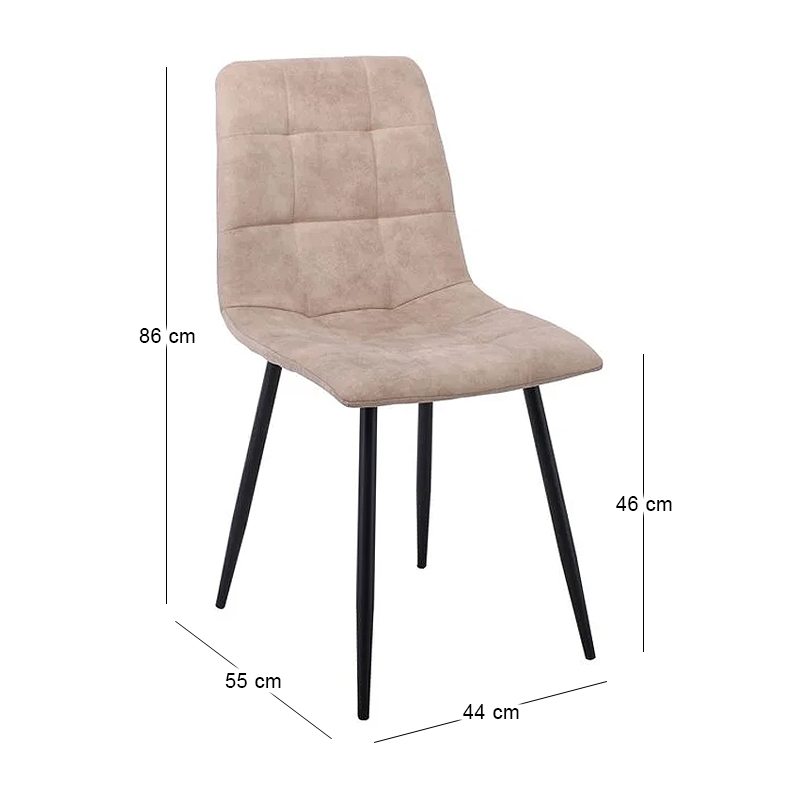 Καρέκλα τραπεζαρίας Lydia ύφασμα suede χρώμα μπεζ 44x55x86εκ.