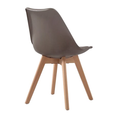 Καρέκλα τραπεζαρίας Martin PP - PU sand beige - ξύλινο φυσικό πόδι 49x56x82εκ.