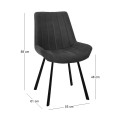 MATT Chair Black Metal/Suede Dark Grey Fabric