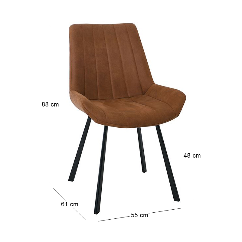 MATT Chair Black Metal/Suede Brown Fabric