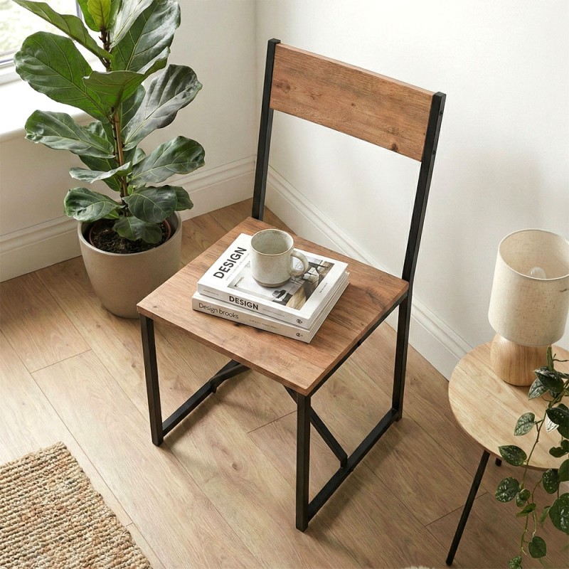 Καρέκλα τραπεζαρίας Maysa Megapap χρώμα μαύρο - pine oak 40,2x42,5x84,7εκ.