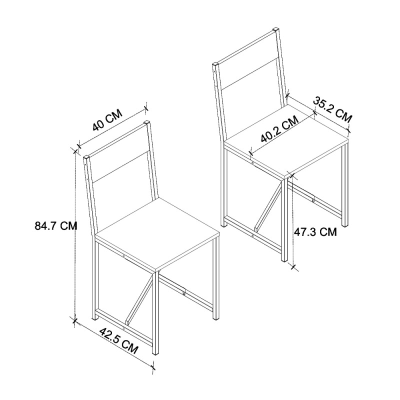 Καρέκλα τραπεζαρίας Maysa Megapap χρώμα μαύρο - pine oak 40,2x42,5x84,7εκ.