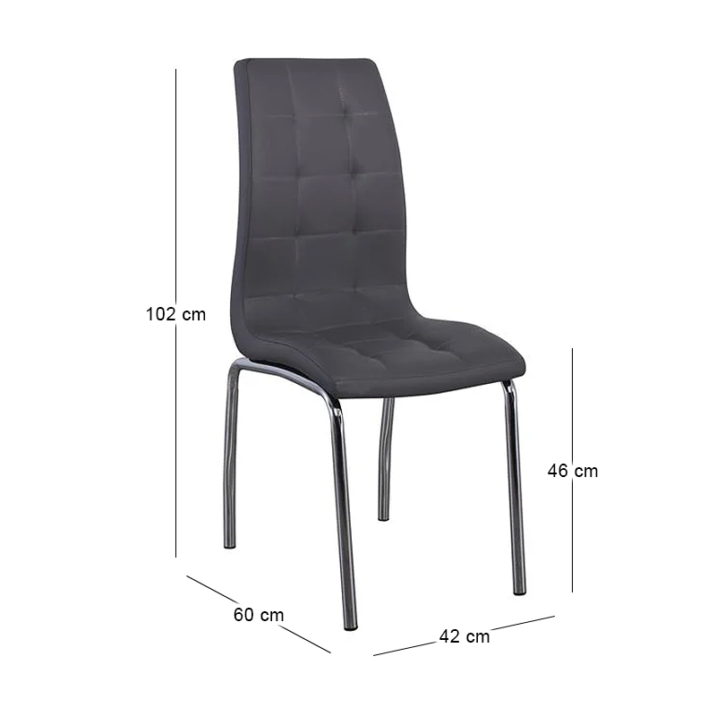 MELVA Chair Chrome, PU Grey