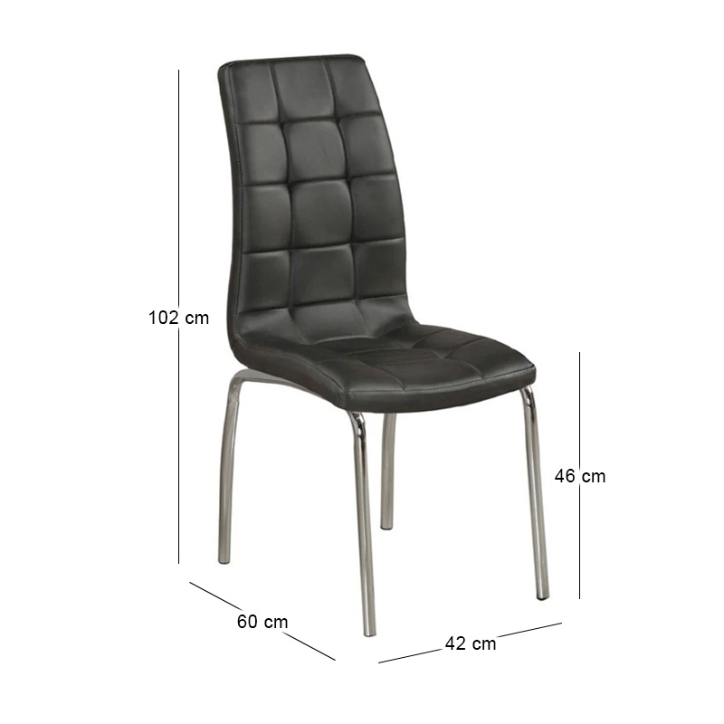 MELVA Chair Chrome, PU Black