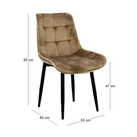 Καρέκλα τραπεζαρίας Myriam R ύφασμα velure χρώμα cappuccino 53x60x85εκ.
