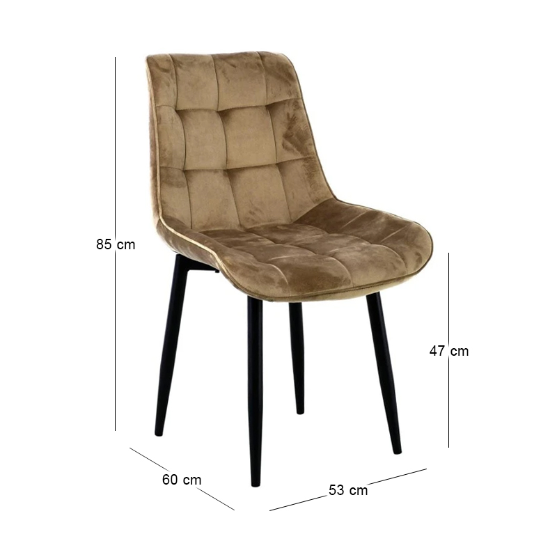 Καρέκλα τραπεζαρίας Myriam R ύφασμα velure χρώμα cappuccino 53x60x85εκ.