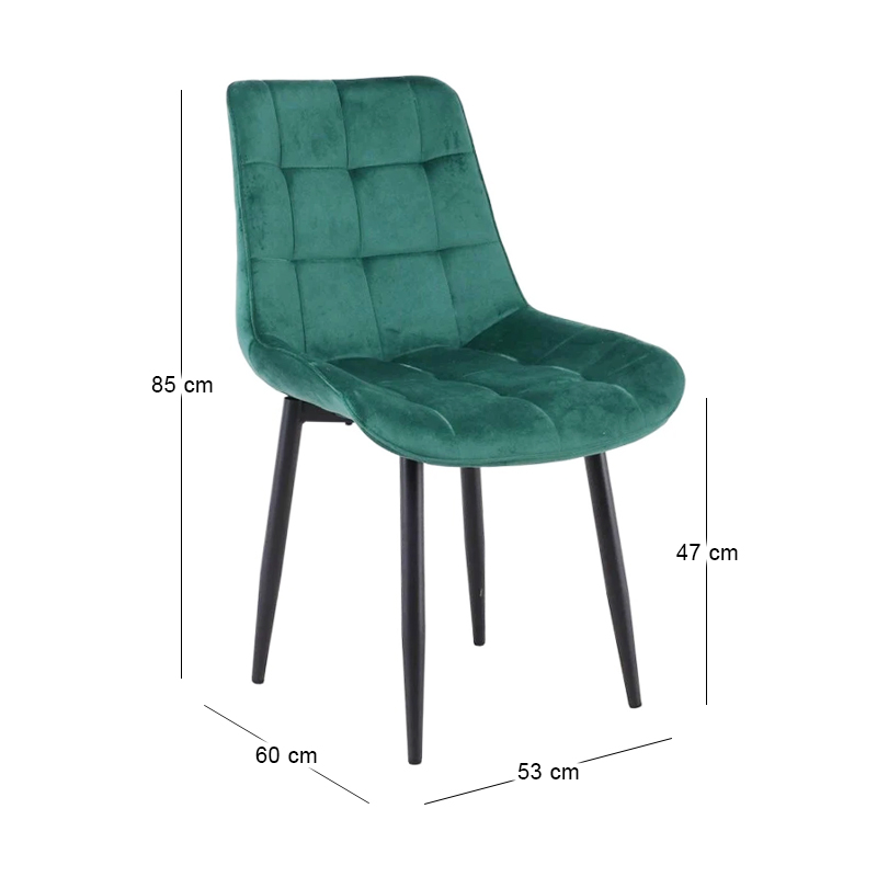 Καρέκλα τραπεζαρίας Myriam R ύφασμα velure χρώμα forest green 53x60x85εκ.