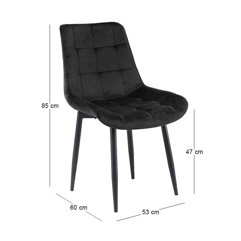 MYRIAM-R Chair Metal Black/Fabric Velure Black