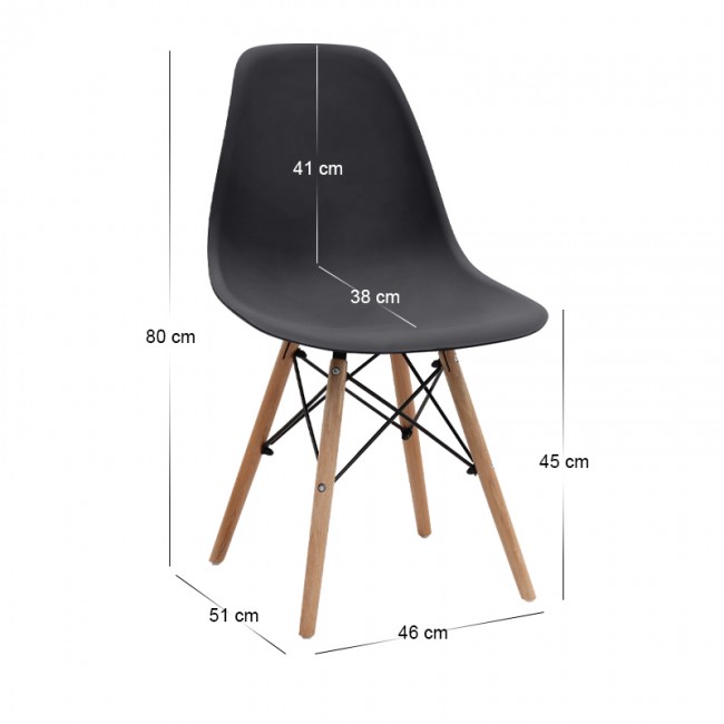Nova Megapap PP dining chair in black color 46x51x80cm.