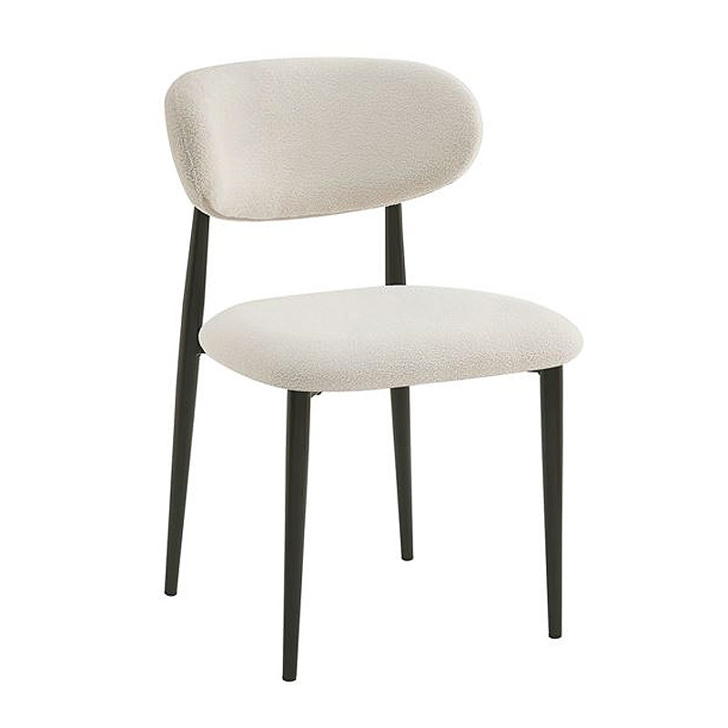 POINT Chair Black Metal, Teddy White Fabric