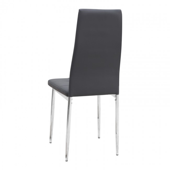 Rosa Megapap PU Leather dining chair in grey color with chrome metal leg 41x48x98cm.