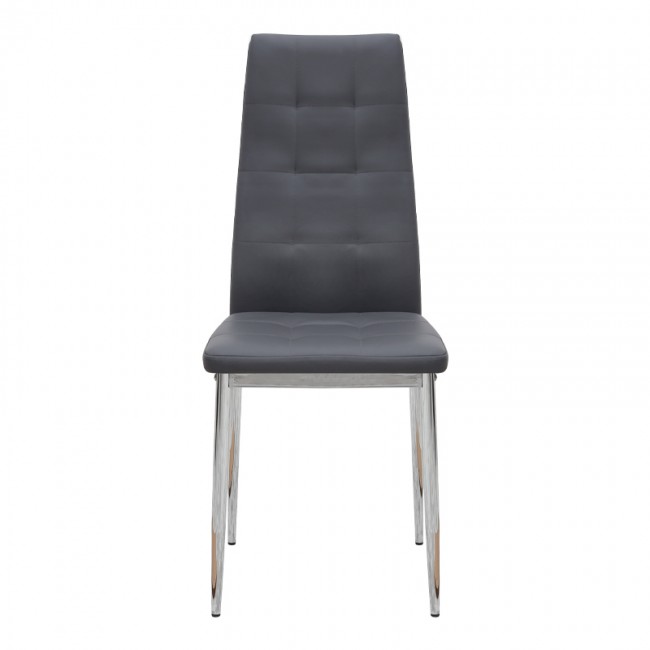 Rosa Megapap PU Leather dining chair in grey color with chrome metal leg 41x48x98cm.