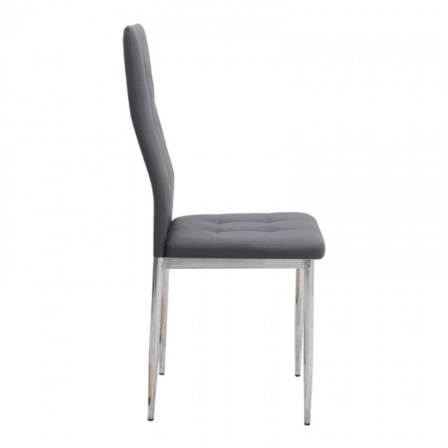 Rosa Megapap PU Leather dining chair in grey color with chrome metal leg 41x48x98cm.