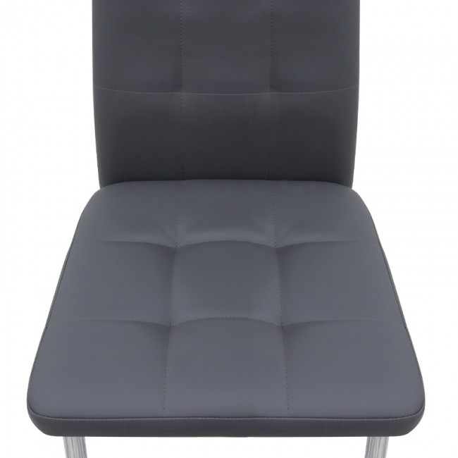 Rosa Megapap PU Leather dining chair in grey color with chrome metal leg 41x48x98cm.
