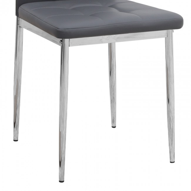 Rosa Megapap PU Leather dining chair in grey color with chrome metal leg 41x48x98cm.