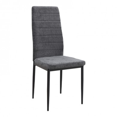 Rosa Megapap fabric dining chair in grey color with black metal leg 41x51x96cm.