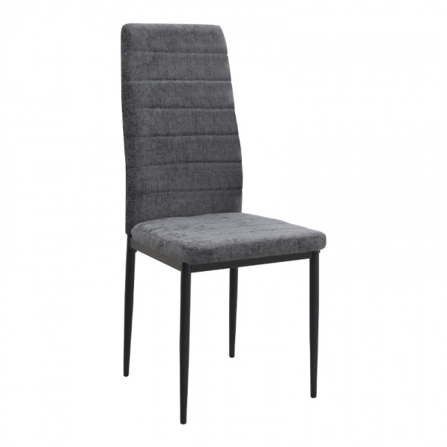 Rosa Megapap fabric dining chair in grey color with black metal leg 41x51x96cm.