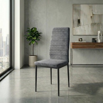 Rosa Megapap fabric dining chair in grey color with black metal leg 41x51x96cm.