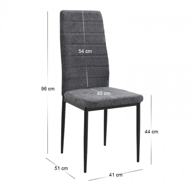 Rosa Megapap fabric dining chair in grey color with black metal leg 41x51x96cm.