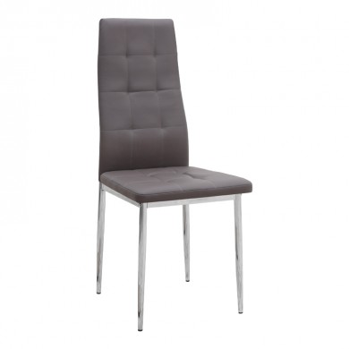 Rosa Megapap PU Leather dining chair in brown color with chrome metal leg 41x48x98cm.