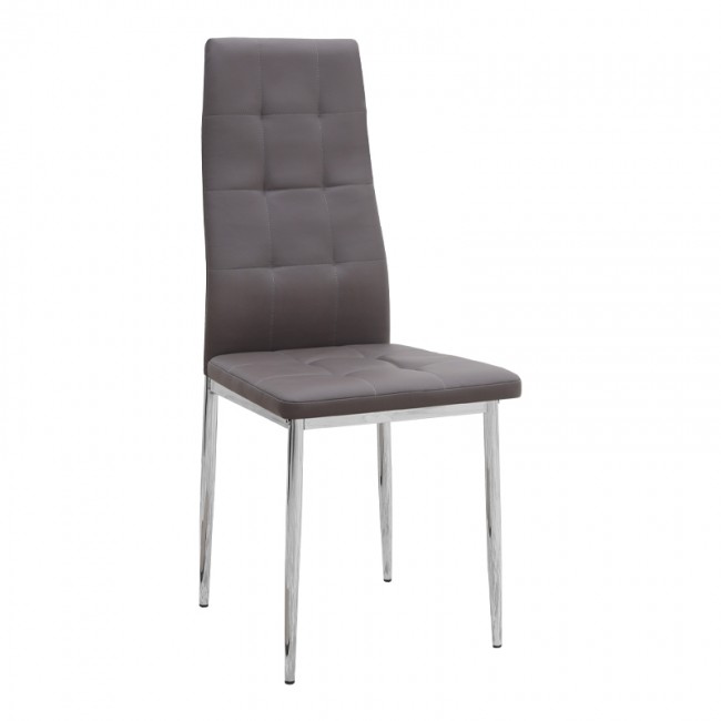Rosa Megapap PU Leather dining chair in brown color with chrome metal leg 41x48x98cm.