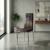 Rosa Megapap PU Leather dining chair in brown color with chrome metal leg 41x48x98cm.