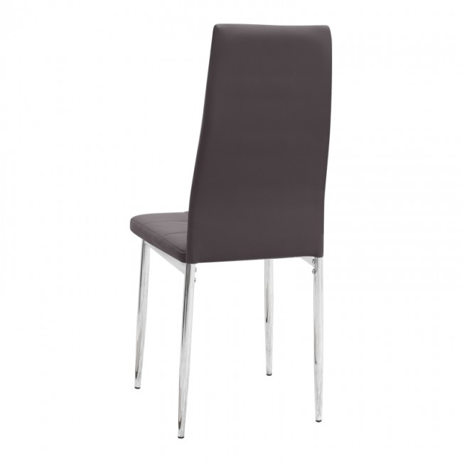 Rosa Megapap PU Leather dining chair in brown color with chrome metal leg 41x48x98cm.