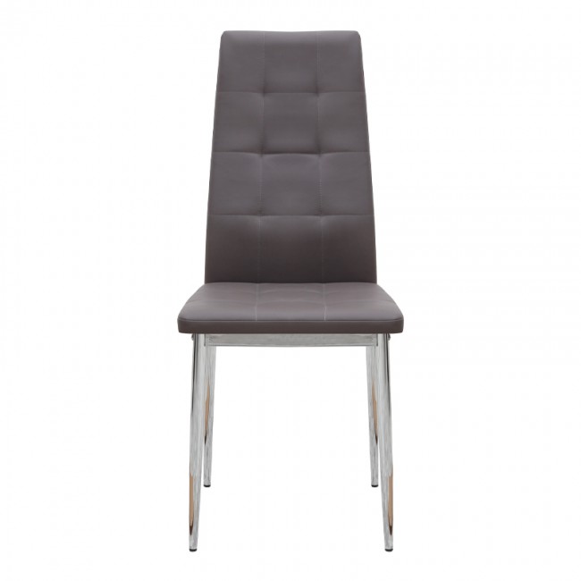 Rosa Megapap PU Leather dining chair in brown color with chrome metal leg 41x48x98cm.