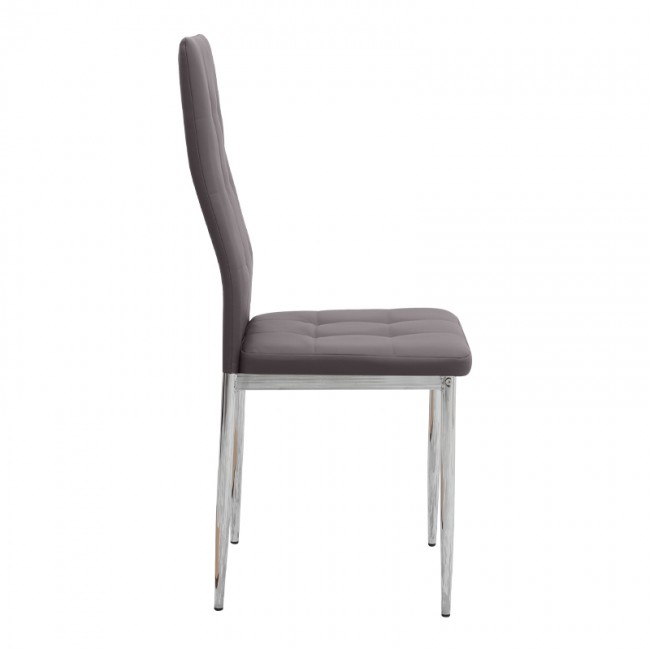 Rosa Megapap PU Leather dining chair in brown color with chrome metal leg 41x48x98cm.