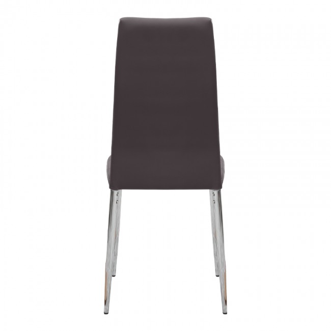 Rosa Megapap PU Leather dining chair in brown color with chrome metal leg 41x48x98cm.